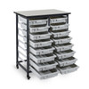 Luxor Mobile Bin Storage Unit - Double Row with Small Gray Bins 30.75x20x37.5 in Steel Build