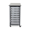 Luxor Mobile Bin Storage Unit - Double Row with Small Gray Bins 30.75x20x37.5 in Steel Build