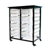 Luxor Mobile Bin Storage Unit – Double Row with Large Clear Bins 30.75x20x37.5 in Steel Build