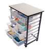 Luxor Mobile Bin Storage Unit – Double Row with Large Clear Bins 30.75x20x37.5 in Steel Build