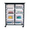 Luxor Mobile Bin Storage Unit – Double Row with Large Clear Bins 30.75x20x37.5 in Steel Build
