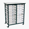 Luxor Mobile Bin Storage Unit - Double Row with Small Clear Bins 30.75x20x37.5 in Steel Build