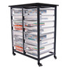 Luxor Mobile Bin Storage Unit - Double Row with Small Clear Bins 30.75x20x37.5 in Steel Build