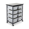 Luxor Mobile Bin Storage Unit - Double Row with Large Gray Bins 30.75x20x37.5 in Steel Build