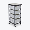 Luxor Mobile Bin Storage Unit - Single Row with Large Gray Bins 17.125x20x37.5 in Steel Build