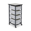 Luxor Mobile Bin Storage Unit - Single Row with Large Gray Bins 17.125x20x37.5 in Steel Build