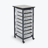 Luxor Mobile Bin Storage Unit - Single Row with Small Gray Bins 17.125x20x37.5 in Steel Build