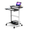 Luxor Mobile Height Adjustable Workstation 24x28.8x34.1 in Steel Build Rolling Casters Locking Design