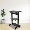 Luxor Mobile Height Adjustable Workstation with Keyboard Tray and Storage Shelves Steel Build