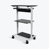 Luxor Mobile Height Adjustable Workstation with Keyboard Tray and Storage Shelves Steel Build