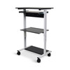 Luxor Mobile Height Adjustable Workstation with Keyboard Tray and Storage Shelves Steel Build