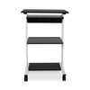 Luxor Mobile Height Adjustable Workstation with Keyboard Tray and Storage Shelves Steel Build