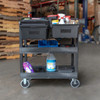 Luxor Outrigger Utility Cart Bin 2-Pack Designed for Daily Facility Use Commercial Grade Build