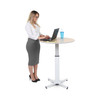 Luxor Pneumatic Height Adjustable Rounde Café Table, 31.5" W x 31.5" D x 27.5" - 42" H, White/Birch