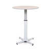 Luxor Pneumatic Height Adjustable Rounde Café Table, 31.5" W x 31.5" D x 27.5" - 42" H, White/Birch