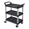 Luxor Serving Cart - Three Shelves 33.5x16.75x36.75 in Aluminum Build Locking Design with Locking Security