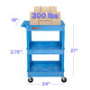Luxor ENDURA 34" Three-Shelf Utility Cart, 24" x 18" 24x18x39.25 in with 3 Shelves Foam Plastic Build