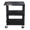 Luxor ENDURA 34" Three-Shelf Utility Cart, 24" x 18" 24x18x39.25 in with 3 Shelves Foam Plastic Build