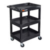 Luxor TUFFY 34" H Three-Shelf Multi-Purpose Utility Cart, 24" W x 18" D 24x18x34 in 300 lbs. Capacity