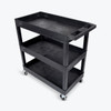 Luxor TUFFY XL Three-Shelf Multi-Purpose Utility Cart, 32" x 18" 35.25x18x36.25 in with 3 Shelves