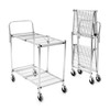 Luxor Two-Shelf Collapsible Wire Utility Cart 33.75x19.5x39.5 in with 2 Shelves Steel Build