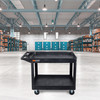 Luxor WORKLOAD Two-Shelf Industrial Utility Cart, 36.5" W x 24.5" D, Black 24.5x45.5x33 in