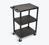 Luxor Utility Cart - 3 Shelves Structural Foam Plastic 24x18x43 in Rolling Casters Locking Design