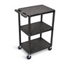 Luxor Utility Cart - 3 Shelves Structural Foam Plastic 24x18x43 in Rolling Casters Locking Design