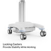 Luxor VitalPower Healthcare Workstation Cart Rolling Casters Locking Design with Locking Security