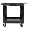 Luxor WORKLOAD ESSENTIAL Two-Shelf Industrial Utility Cart, 36.5" W x 24.5" D, Black with 2 Shelves
