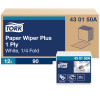 Tork Paper Wiper Plus White Self Dispensing - 12 Packs per Case, 90 Sheets per Pack, Advanced Quality
