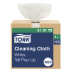 Tork Cleaning Cloth - 10 Boxes per Case, 100 Sheets per Box, Bracket wiper system, White, 1-Ply