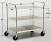 Lakeside Stainless Steel Utility Cart with 21 x 33 in Shelves, 36 x 23 x 37 in Overall, 500 Lb Capacity