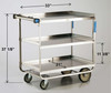 Lakeside Stainless Steel Utility Cart with 21 x 33 in Shelves, 38-5/8 x 22-3/8 x 37-1/8 in Overall