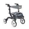 Drive Nitro Hemi Height Rollator in Black, three-quarter view with storage bag