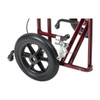 Drive Bariatric Aluminum Transport Chair – close-up of 12 in rear wheel and wheel lock
