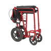 Drive Expedition Aluminum Transport Chair in red – folded flat, side view