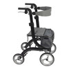 Drive Nitro Aluminum Rollator in Black, three-quarter view with storage bag