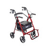 Drive Duet Rollator Transport Chair in Burgundy, transport chair mode with footrest down