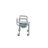 Drive Steel Drop-Arm Commode with Wheels side view showing the drop arm and swivel casters