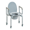 Drive Steel Drop-Arm Commode with Wheels, lid raised, front view