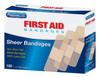 First 1"x3" Sheer Bandages – 100 Per Box, 1"x3", Ventilated Backing, For Dressing Changes and Wound Care