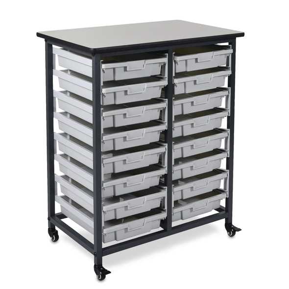 MarketLab Mobile Bin System – Double Row Bin Storage with 8 Large Bins, Rolling Supply Storage