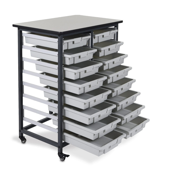 MarketLab Mobile Bin System – Double Row Bin Storage with 8 Large Bins, Rolling Supply Storage