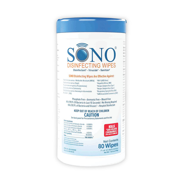 MarketLab SONO Disinfectant Wipes – 3 Configuration Options, Flat Pack of 50, Canister of 80 Count