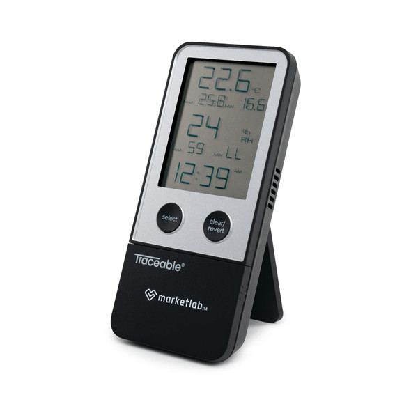 MarketLab Traceable Thermohygrometer with Clock – Thermometers, Home Diagnostics, For Temperature Monitoring
