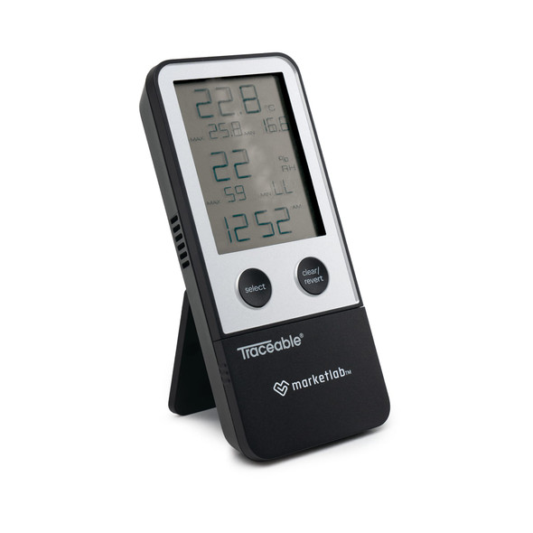 MarketLab Traceable Thermohygrometer with Clock – Thermometers, Home Diagnostics, For Temperature Monitoring