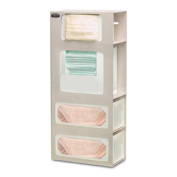 MarketLab Bowman ABS Triple Facemask and Single Face Shield Dispenser – Surgical Masks, For Infection Control