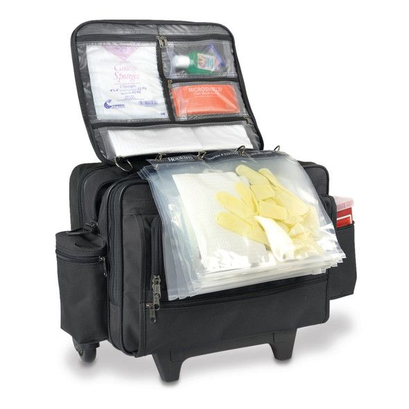 MarketLab Hopkins Rolling Medical Bag with Clear Pockets – 2 Configuration Options, 16 x 9 x 13 in