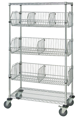 Quantum Medical Mobile Wire Basket Unit – 18" x 48", Each Unit Comes with Four 63" Posts, For Organized